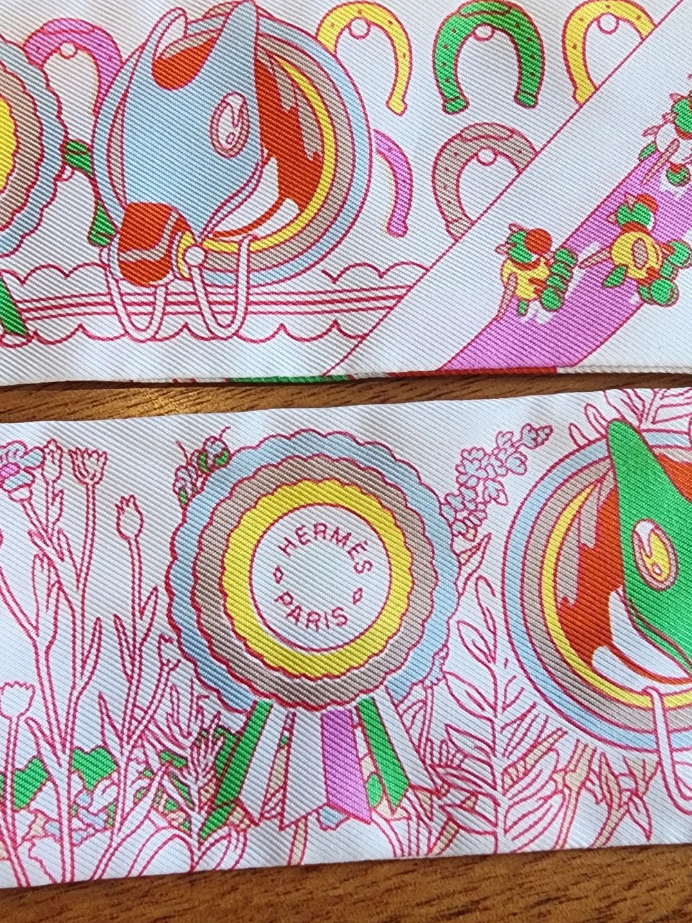 Hermes Pony Pit Stop Twilly Silk Scarf